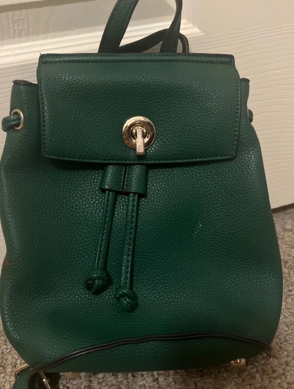 MKF Collection Serafina Vegan Leather Emerald Green Mini Drawstring Backpack